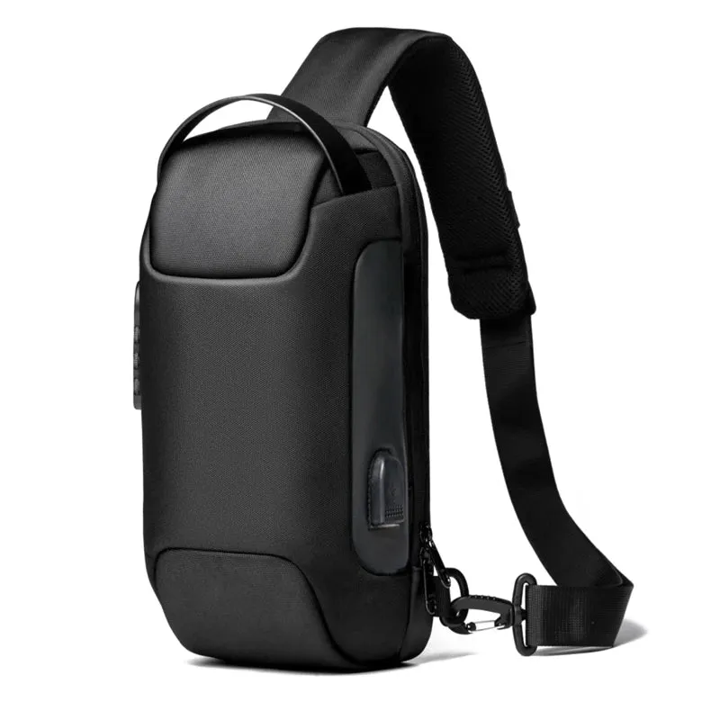 Men'S Usb Crossbody Bag Anti-Theft Shoulder Bags Waterproof Oxford Waist Bag Multifunction Short Travel Messenger Chest Pack