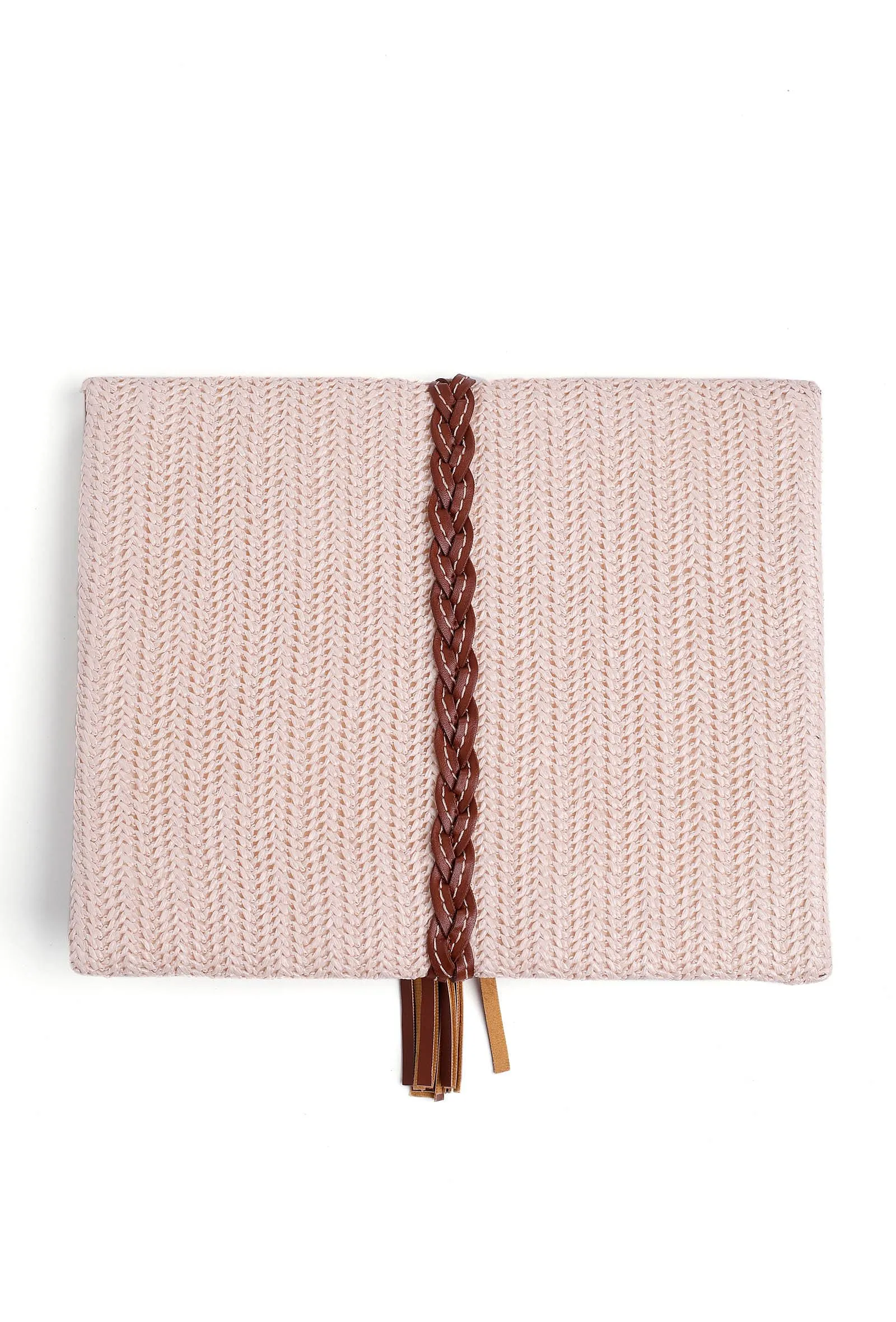 Mistrose White Raffia Weave Pouch Bag