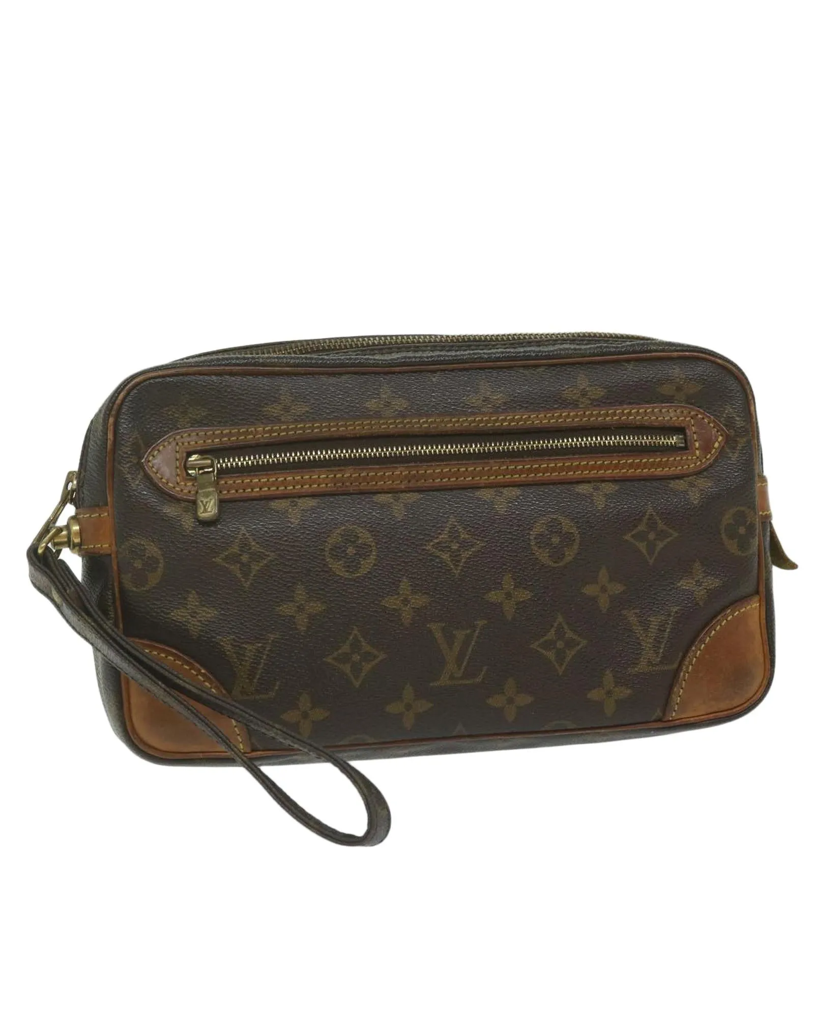 Monogram Canvas Clutch Bag with Dragonne Handle | C Condition