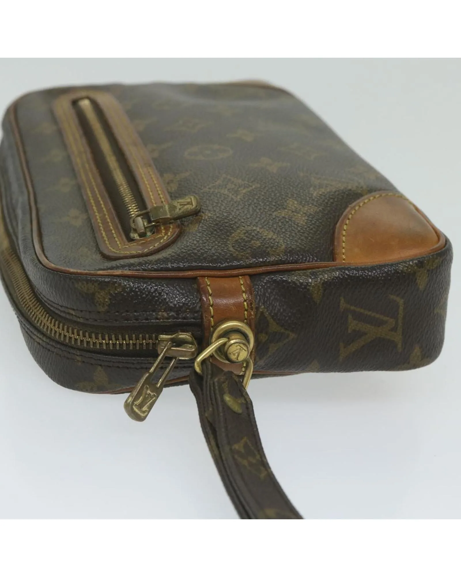 Monogram Canvas Clutch Bag with Dragonne Handle | C Condition