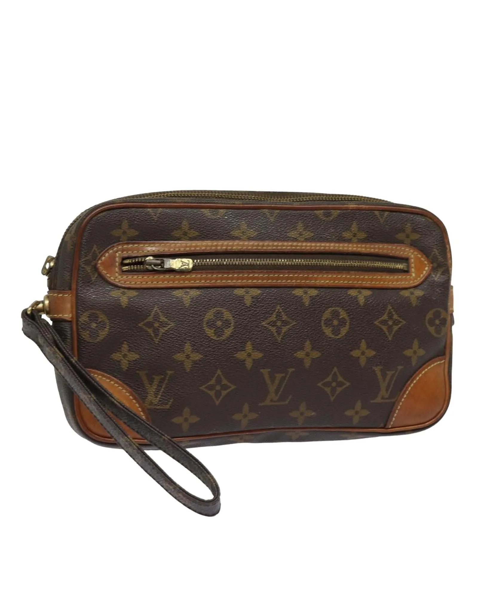 Monogram Canvas Clutch Bag with Zipper Pull Issue