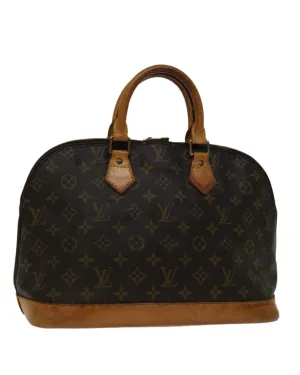 Monogram Canvas Hand Bag with Metal Fittings and Interior Pocket