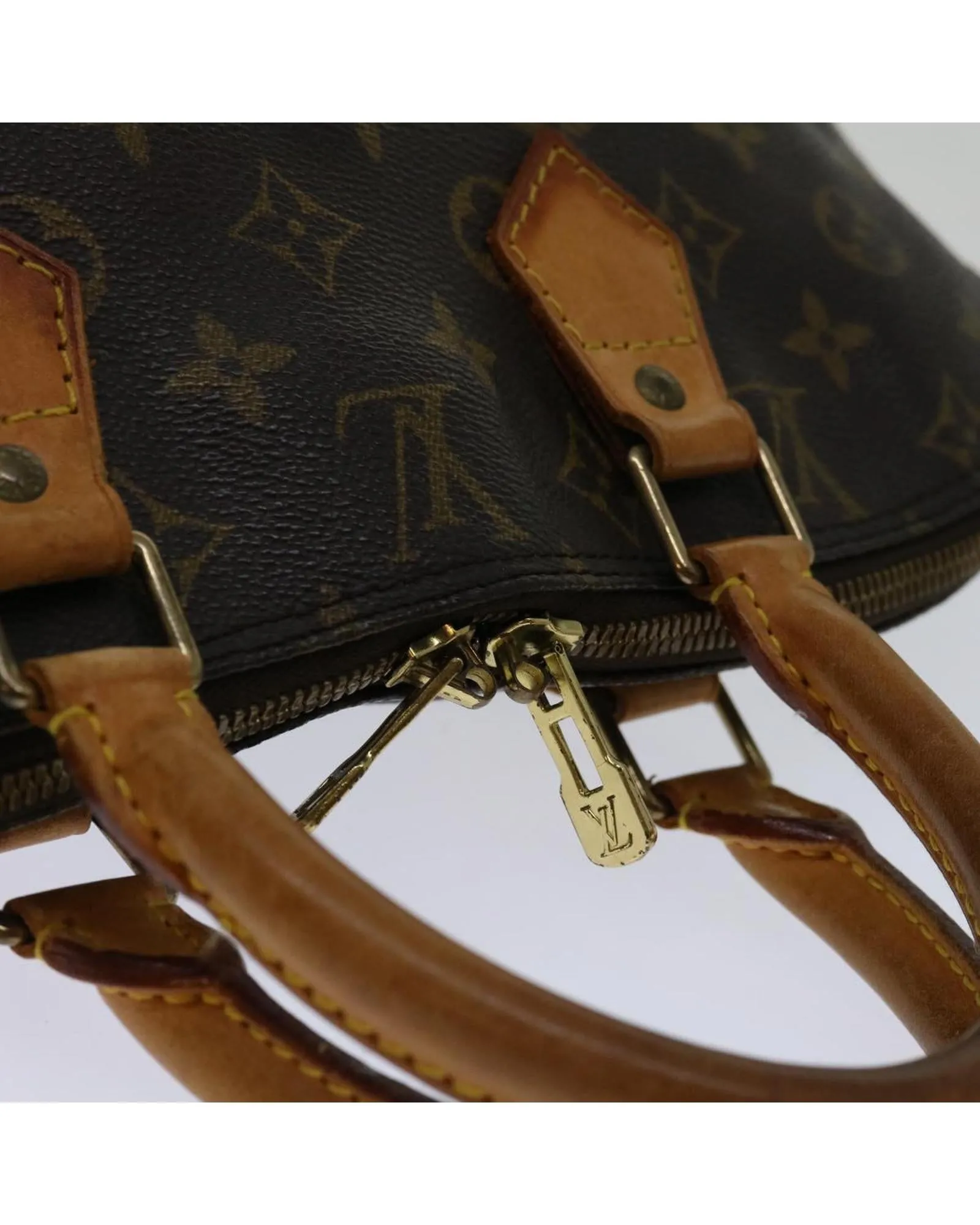 Monogram Canvas Hand Bag with Metal Fittings and Interior Pocket