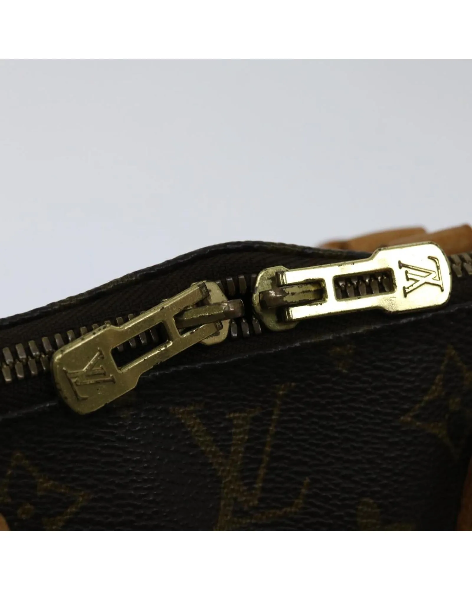 Monogram Canvas Hand Bag with Metal Fittings and Interior Pocket