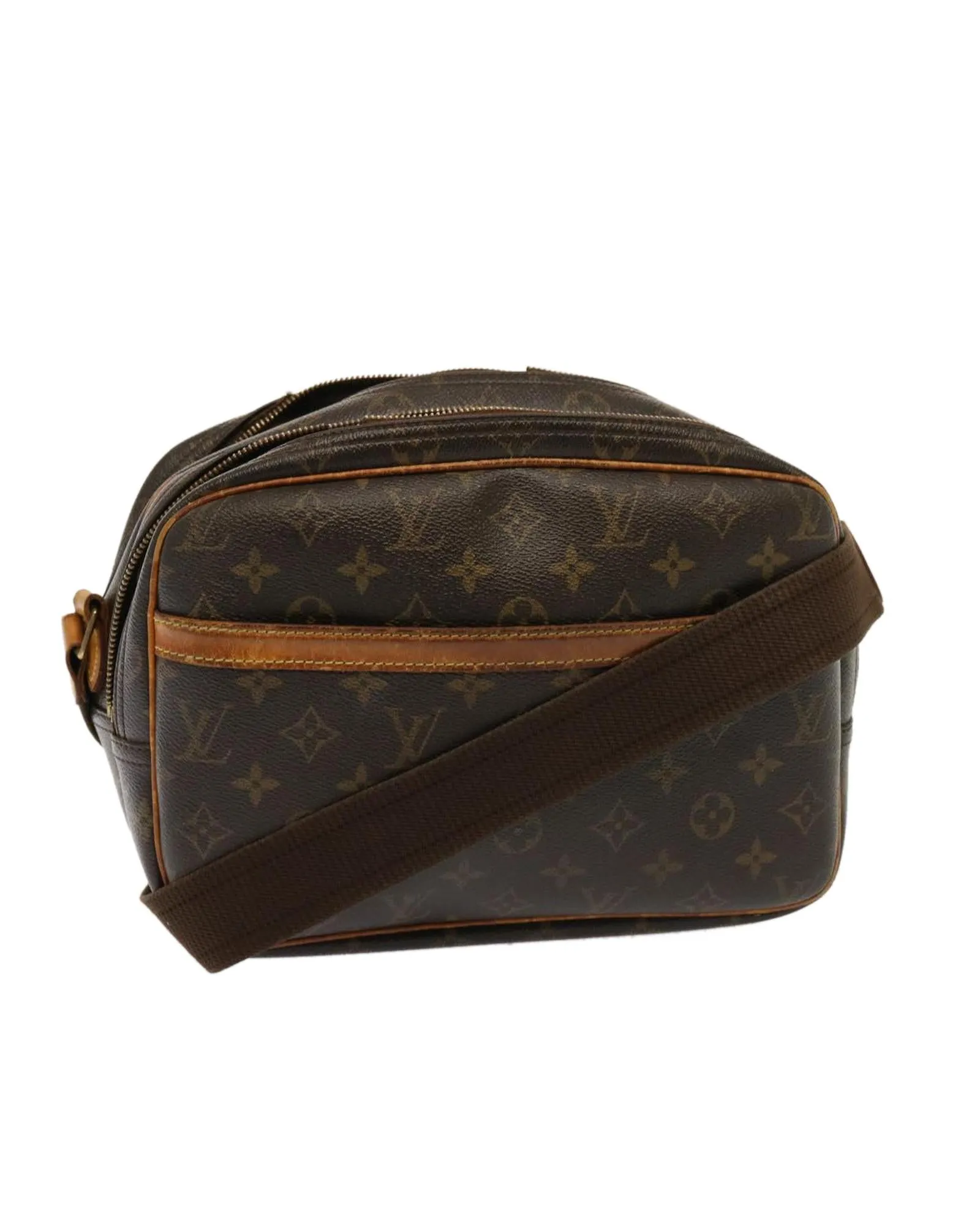 Monogram Canvas Shoulder Bag with Multiple Compartments