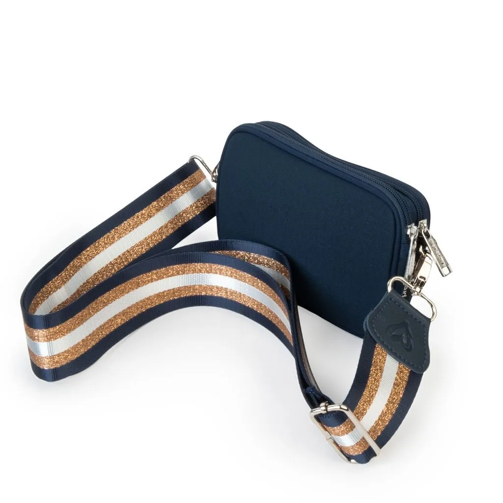 Navy Dual Zipper Belt/Crossbody Bag