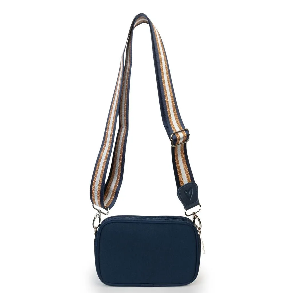 Navy Dual Zipper Belt/Crossbody Bag