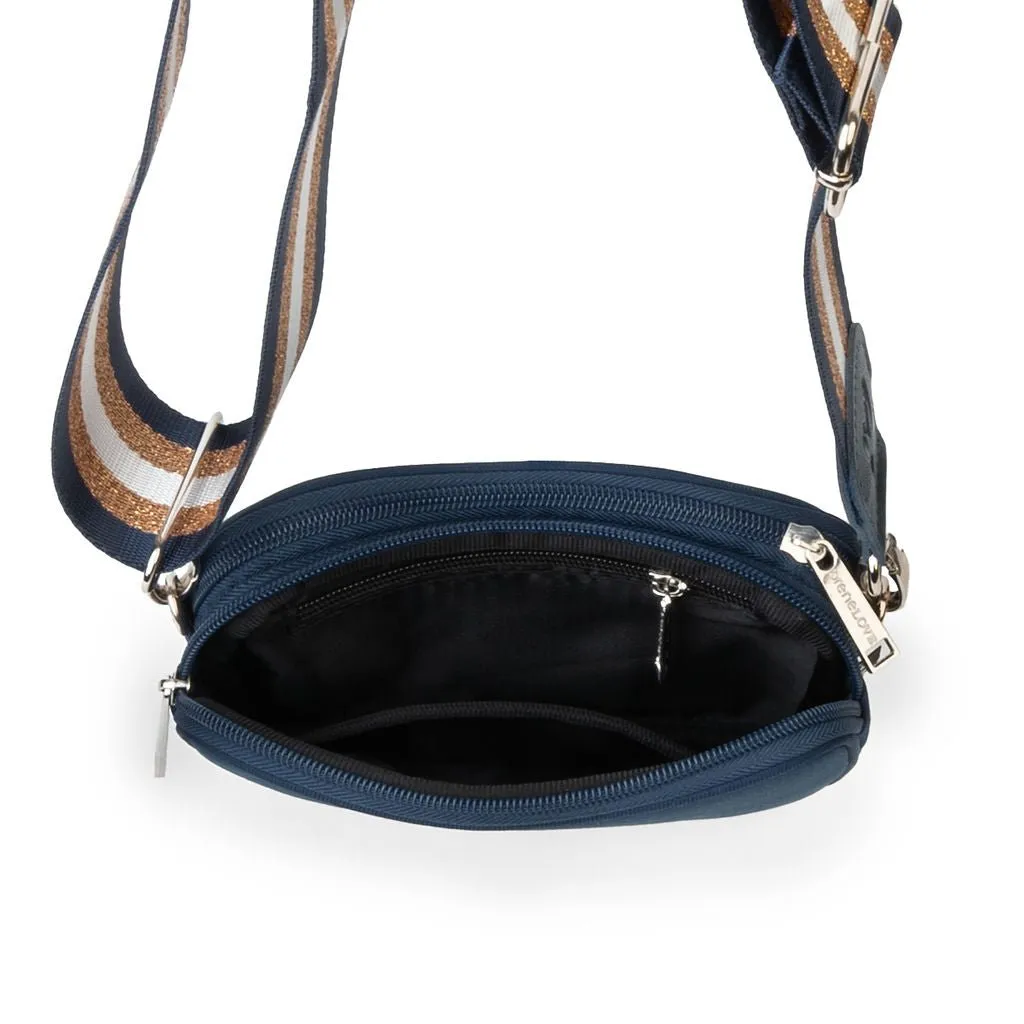 Navy Dual Zipper Belt/Crossbody Bag