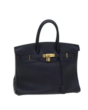 Navy Leather Hand Bag with Accessories and Dust Bag - Rank A