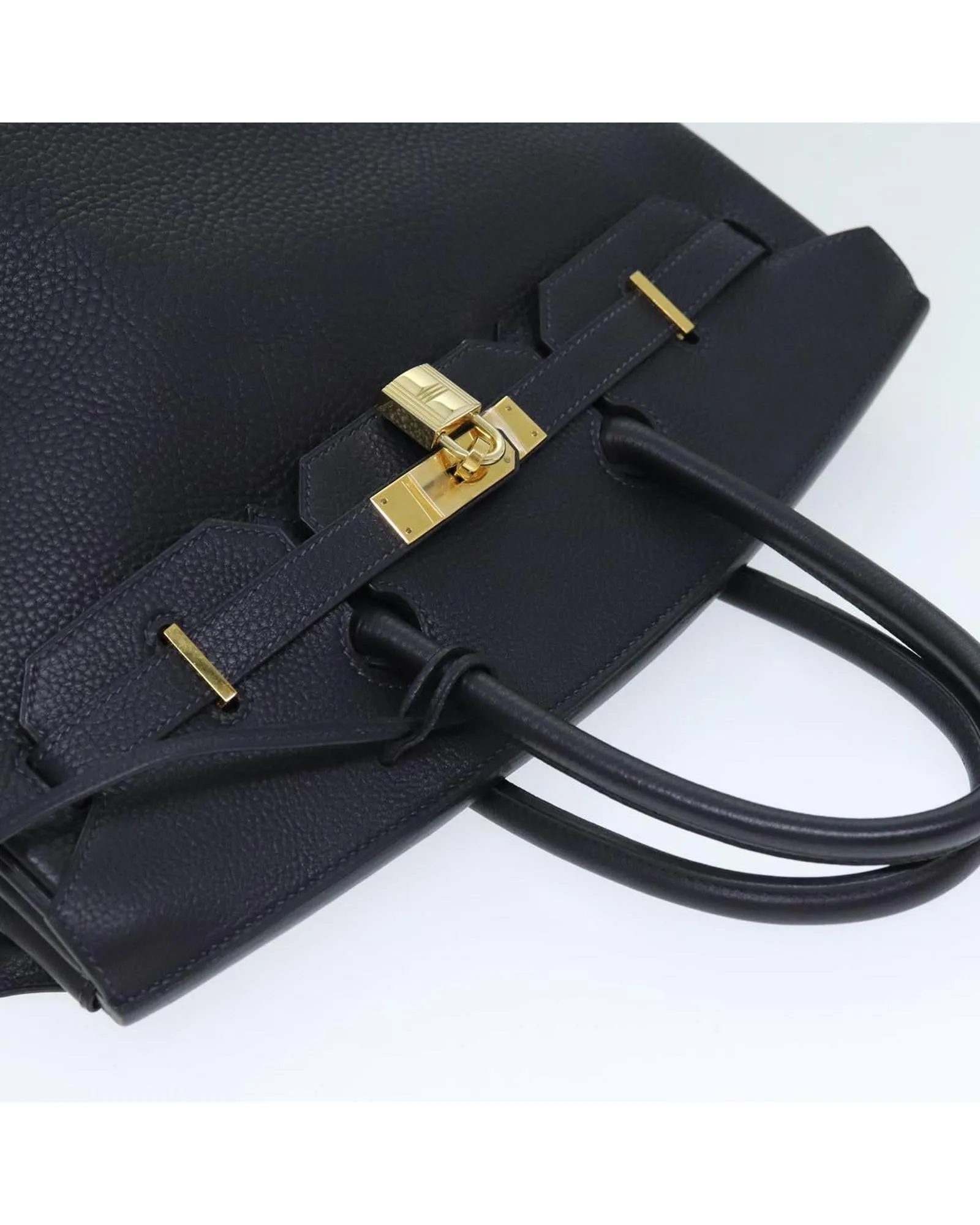 Navy Leather Hand Bag with Accessories and Dust Bag - Rank A