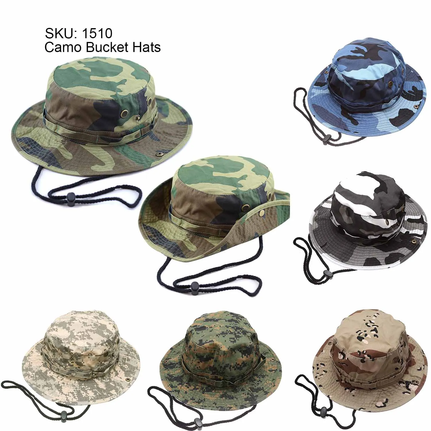 Newhattan  Cotton Camo Safari Bucket hats Foldable Unisex