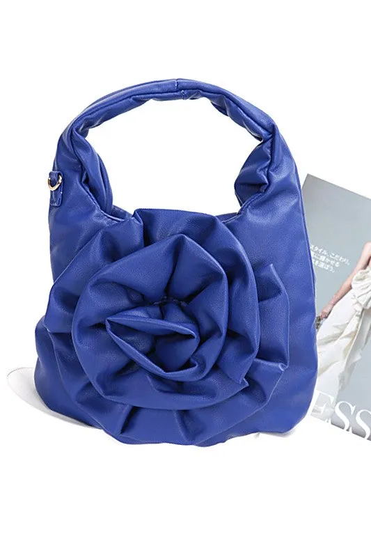 *Pleated Flower Top Handle Clutch