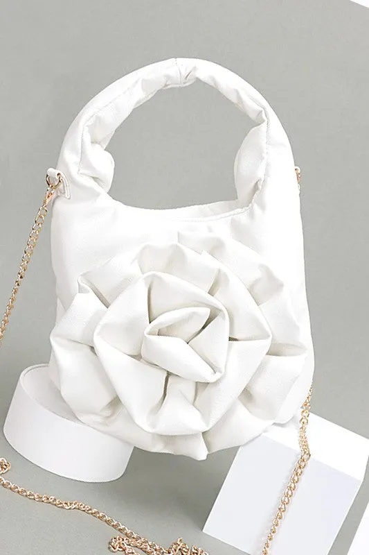 *Pleated Flower Top Handle Clutch