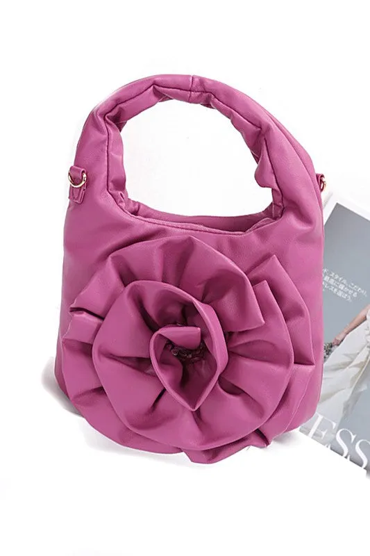 *Pleated Flower Top Handle Clutch