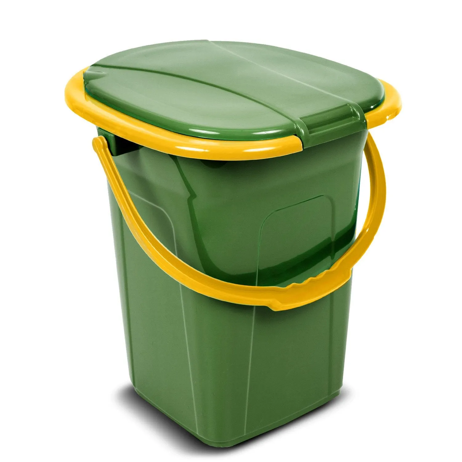 Portable Camping Toilet WC Bucket 19L Capacity with Handle and Seat, Green & Sunny Yellow