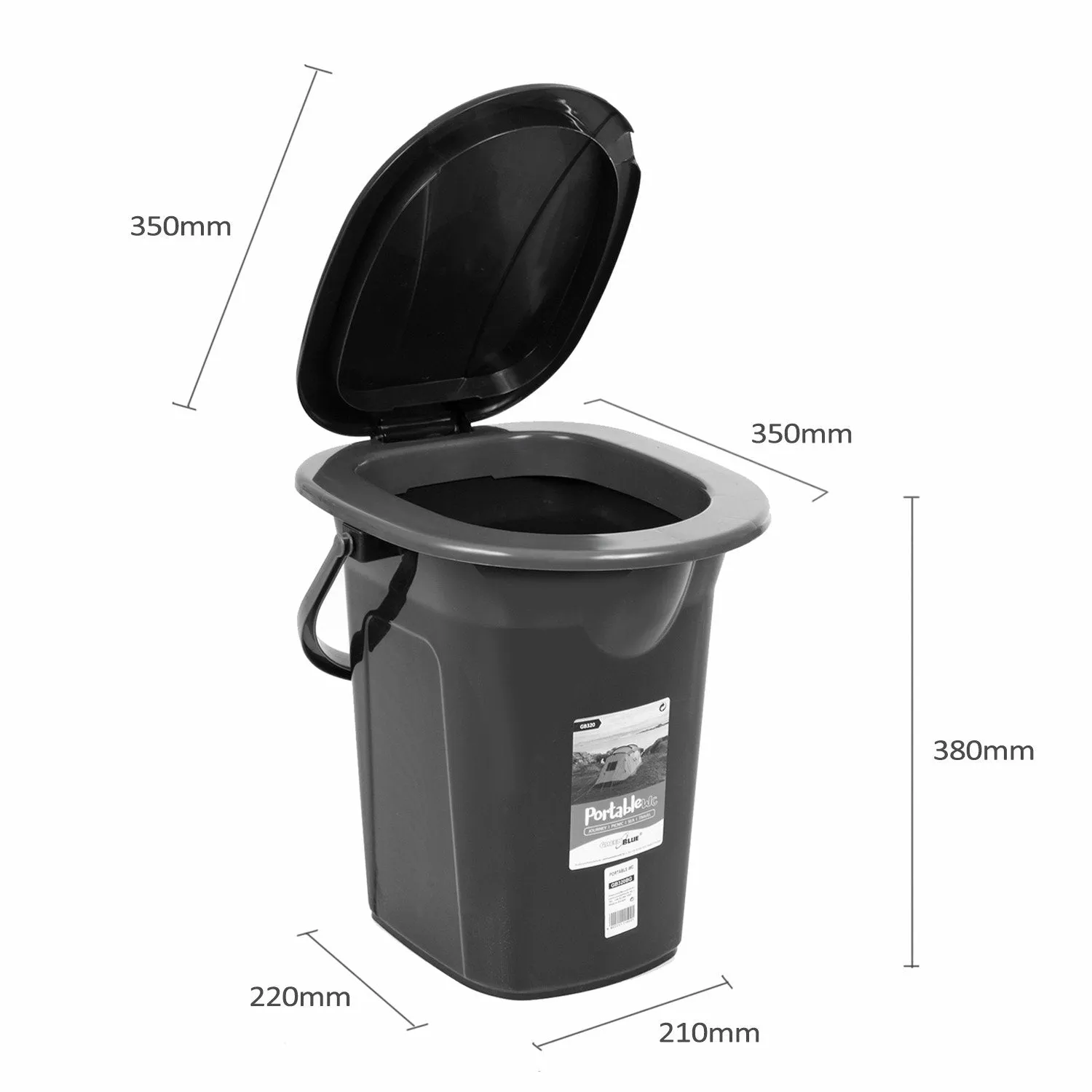 Portable Camping Toilet WC Bucket 19L Capacity with Handle and Seat, Green & Sunny Yellow