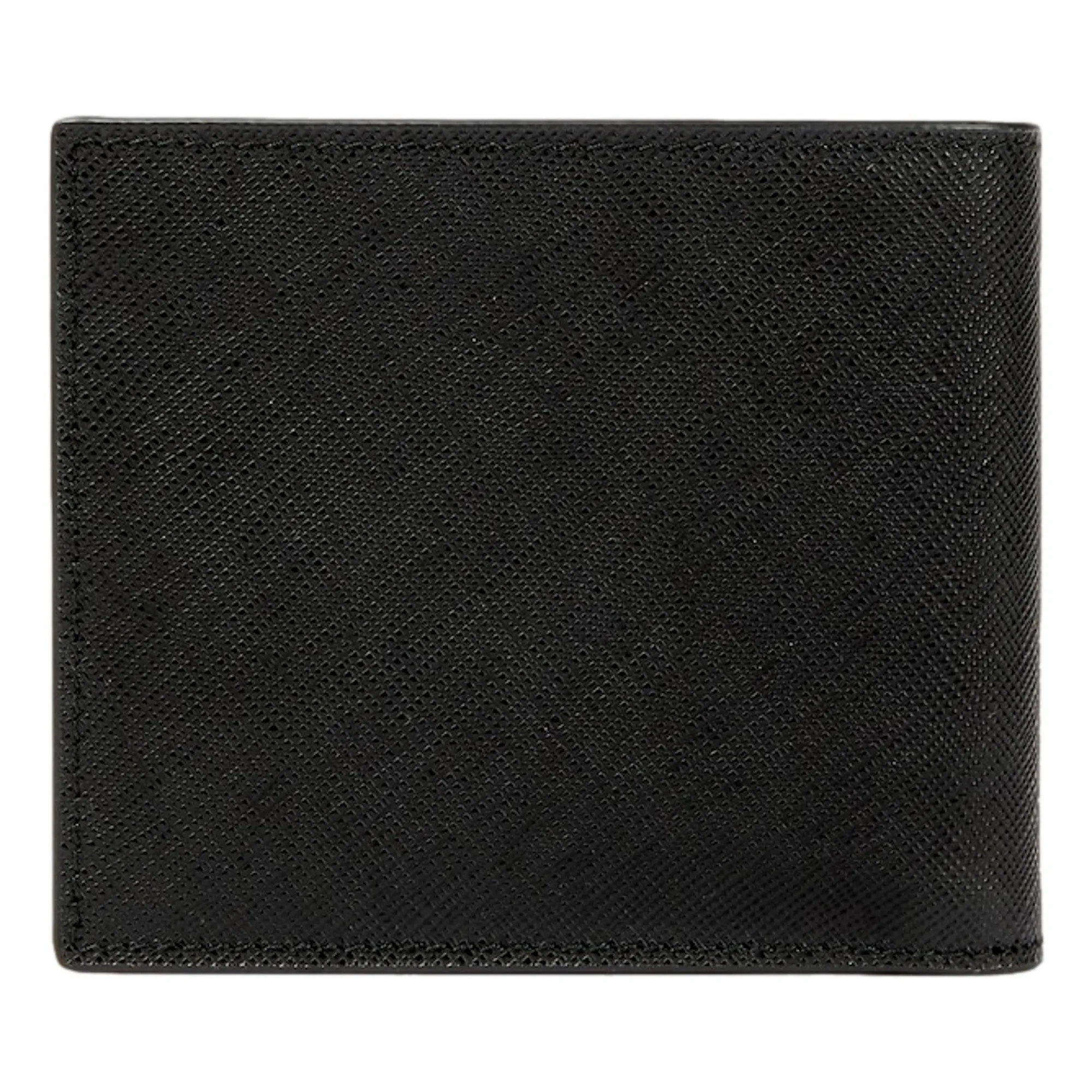 Prada Saffiano Leather Bifold Card Wallet Triangle Embossed Logo Black