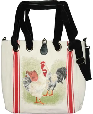 Roosters on the Farm Canvas Tote/Crossbody Bag