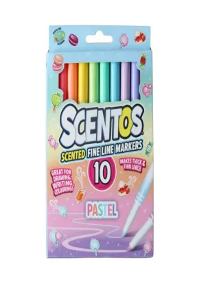  Scentos Scented Pastel Color Fine Line Markers Pack of 10