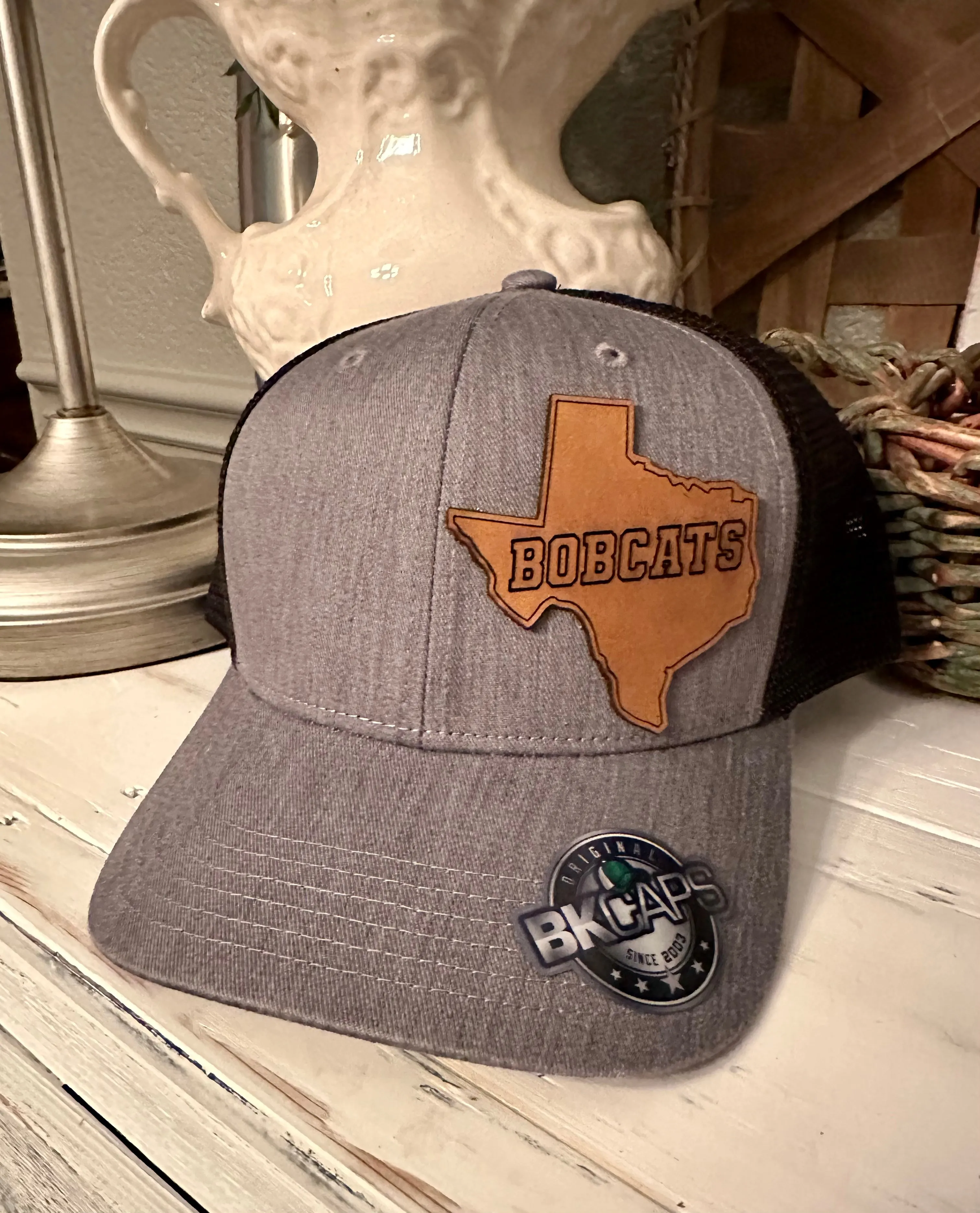 State of Texas Bobcats Leather Trucker Hat (Various Colors)